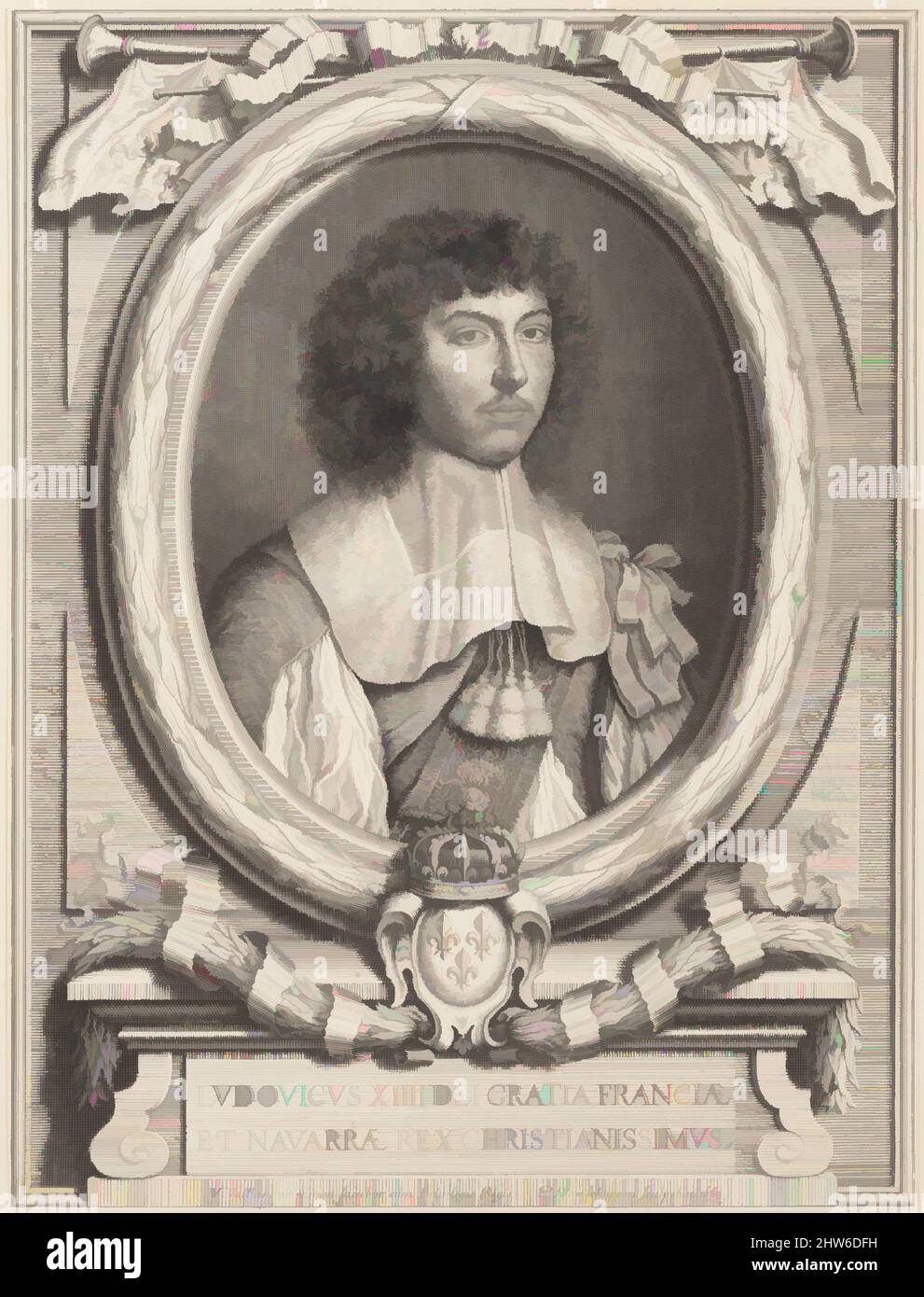 Art inspired by Portrait of Louis XIV, 1650–1702, Engraving, sheet: 13 1/16 x 9 13/16 in. (33.2 x 25 cm), Prints, Pieter Louis van Schuppen (Flemish, 1627–1702), After Wallerant Vaillant (Dutch, Lille 1623–1677 Amsterdam, Classic works modernized by Artotop with a splash of modernity. Shapes, color and value, eye-catching visual impact on art. Emotions through freedom of artworks in a contemporary way. A timeless message pursuing a wildly creative new direction. Artists turning to the digital medium and creating the Artotop NFT Stock Photo
