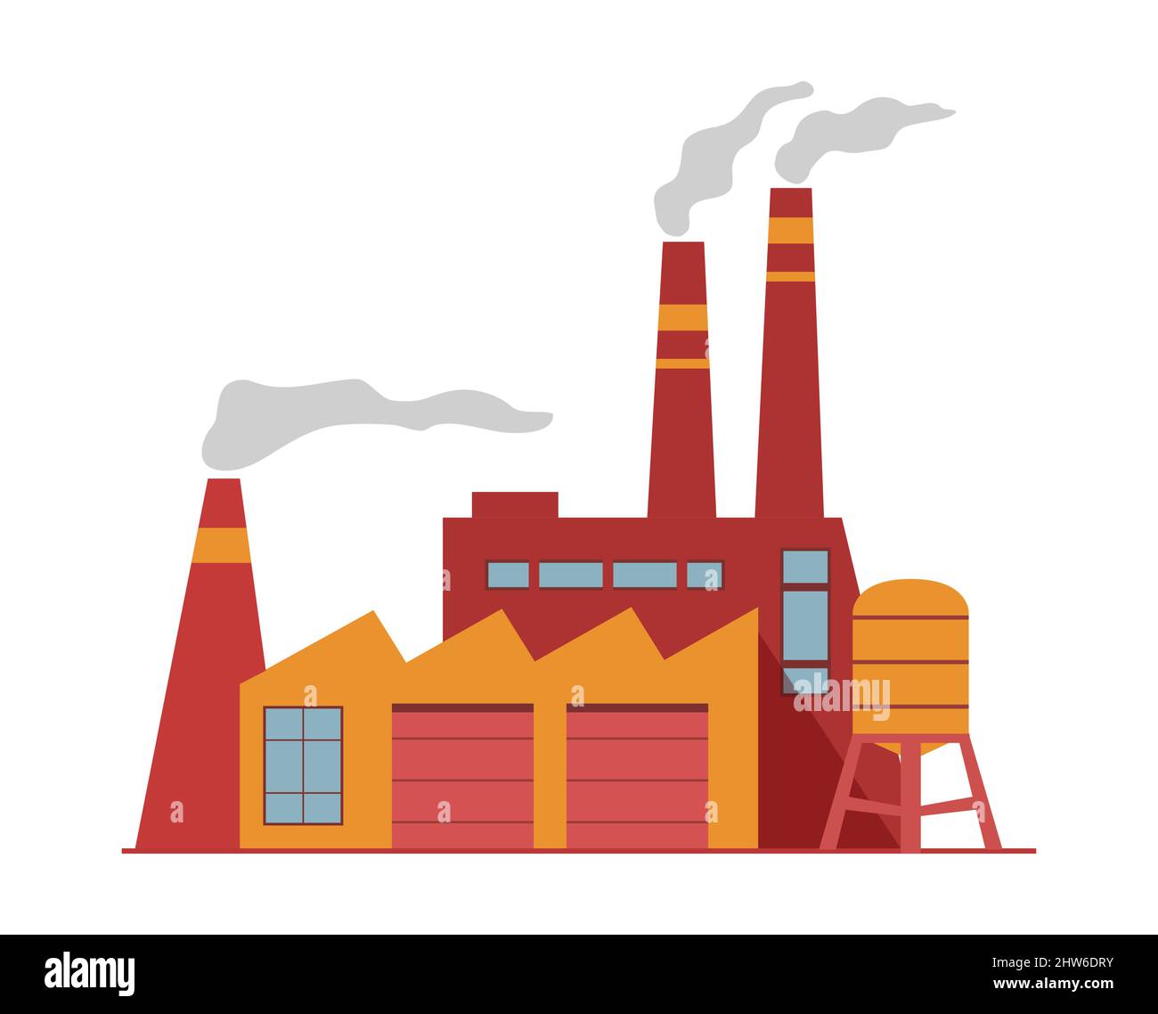 Industrial factory. Industry manufactory building facade. Symbol for a mobile application or website. Stock Vector