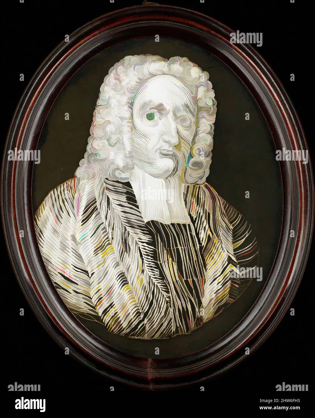 Art inspired by Portrait of Jonathan Swift, 1774, White cut paper, with pen and ink additions, mounted on black silk, framed, Overall: 13 7/16 x 11 in. (34.2 x 28 cm), Cut Paper, Nathaniel Bermingham (Irish, born ca. 1720, active mainly London, 1736–74, Classic works modernized by Artotop with a splash of modernity. Shapes, color and value, eye-catching visual impact on art. Emotions through freedom of artworks in a contemporary way. A timeless message pursuing a wildly creative new direction. Artists turning to the digital medium and creating the Artotop NFT Stock Photo