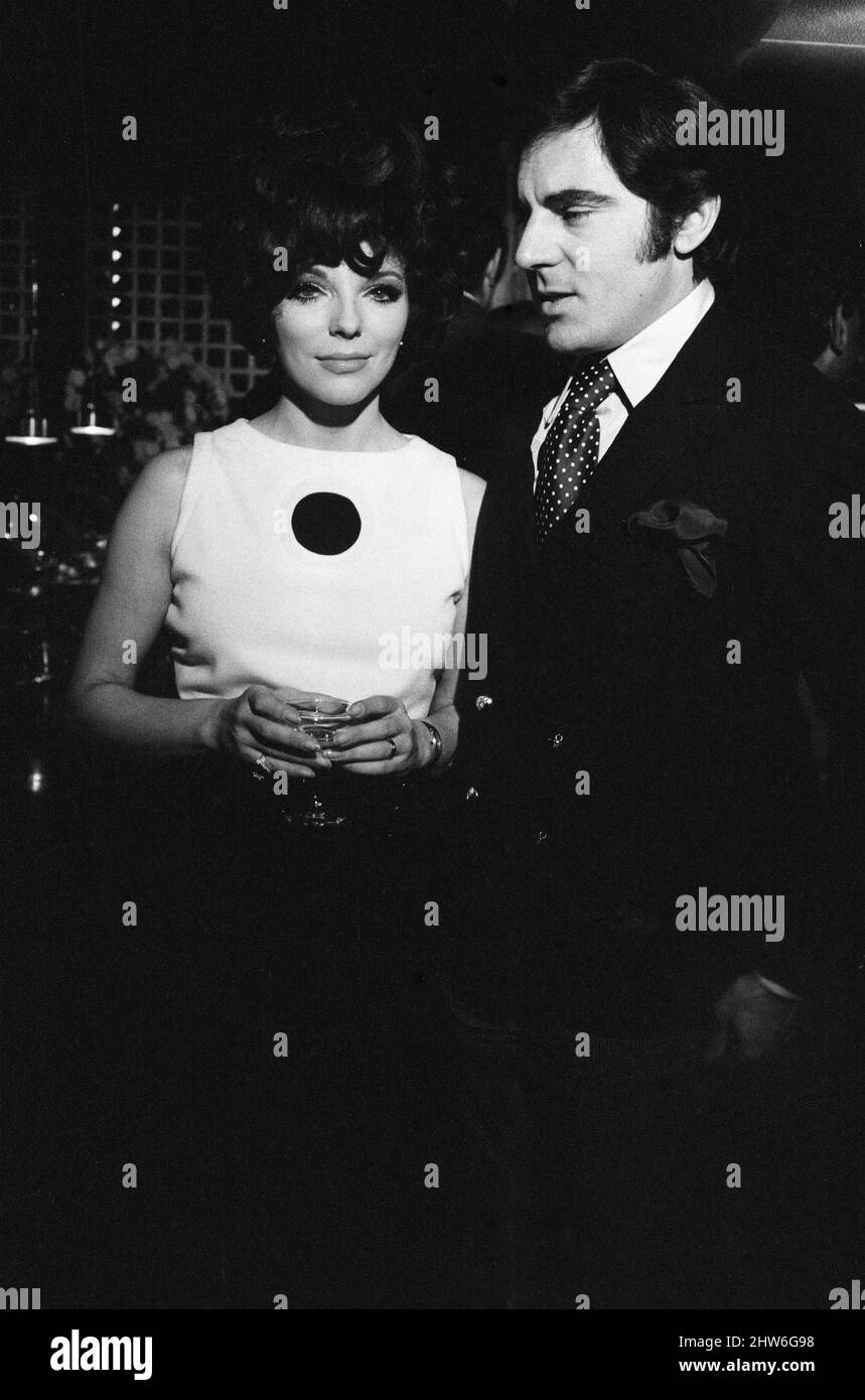 Wedding reception of Polish film director Roman Polanski and his bride, American actress Sharon Tate, held at the London Playboy Club following their wedding at Chelsea Register Office. Picture shows: Actress Joan Collins with her husband Anthony Newley at the reception. 20th January 1968. Stock Photo