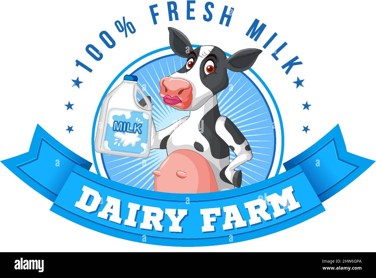 A cow with a Dairy farm label illustration Stock Vector Image & Art - Alamy