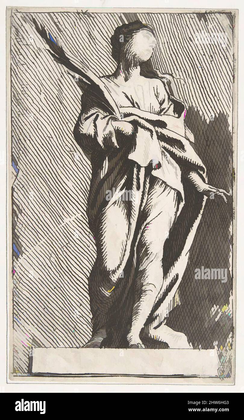 Art inspired by Standing Female Figure, ca. 1739–40, Etching, sheet: 4 1/2 x 2 11/16 in. (11.4 x 6.9 cm), Prints, Pierre Ignace Parrocel (French, 1702–1775, Classic works modernized by Artotop with a splash of modernity. Shapes, color and value, eye-catching visual impact on art. Emotions through freedom of artworks in a contemporary way. A timeless message pursuing a wildly creative new direction. Artists turning to the digital medium and creating the Artotop NFT Stock Photo