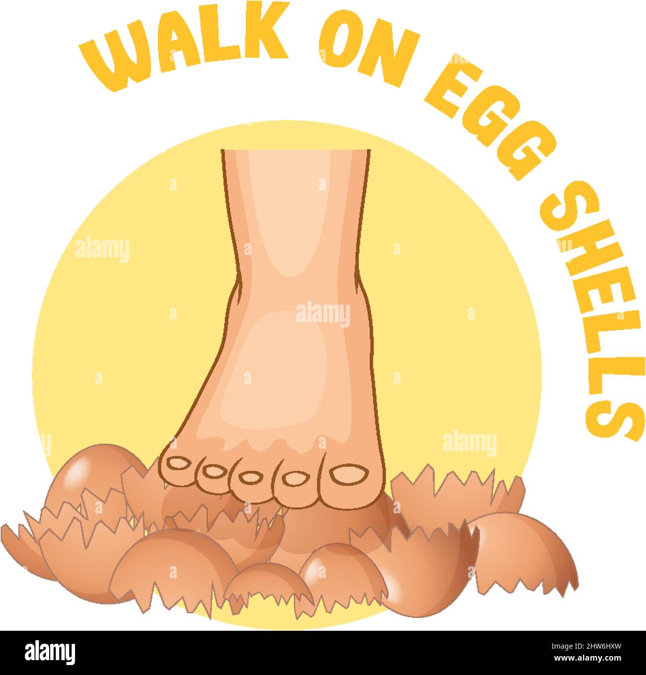 English idiom with picture description for walk on egg shells