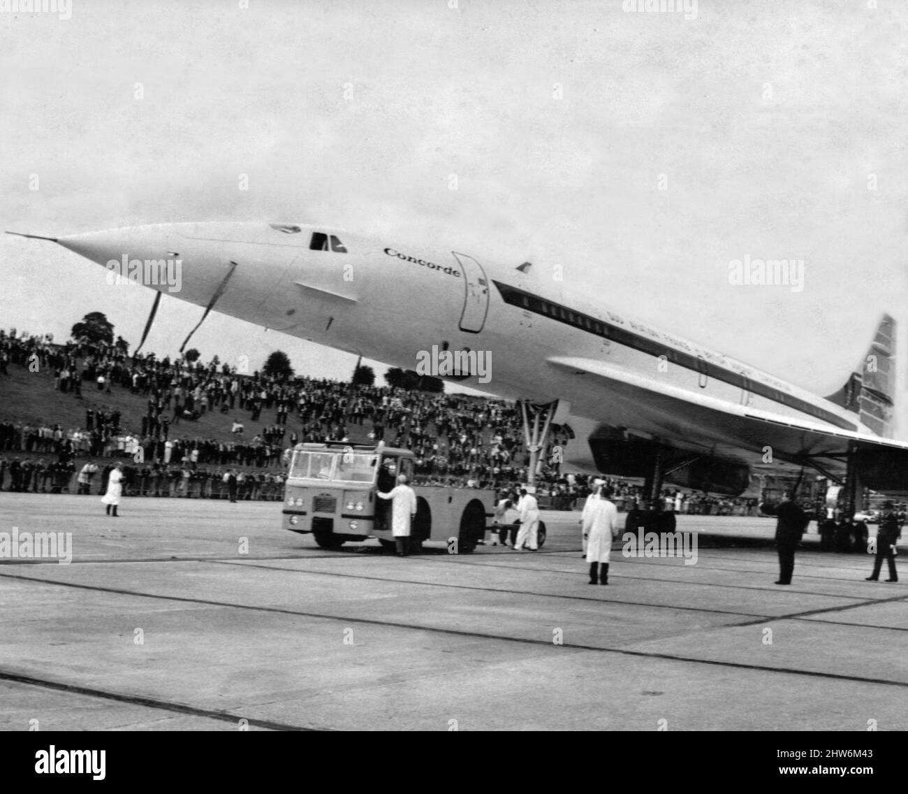 British airways concorde undergoing Black and White Stock Photos 