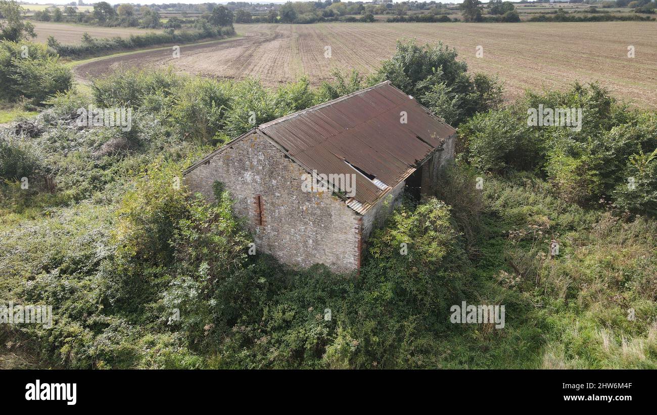 Aerial view of an abandoned house in the Oxford countryside Stock Photo ...
