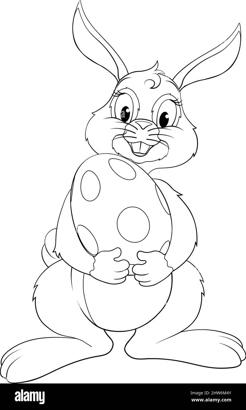 Easter Bunny Cartoon Rabbit With Giant Egg Stock Vector