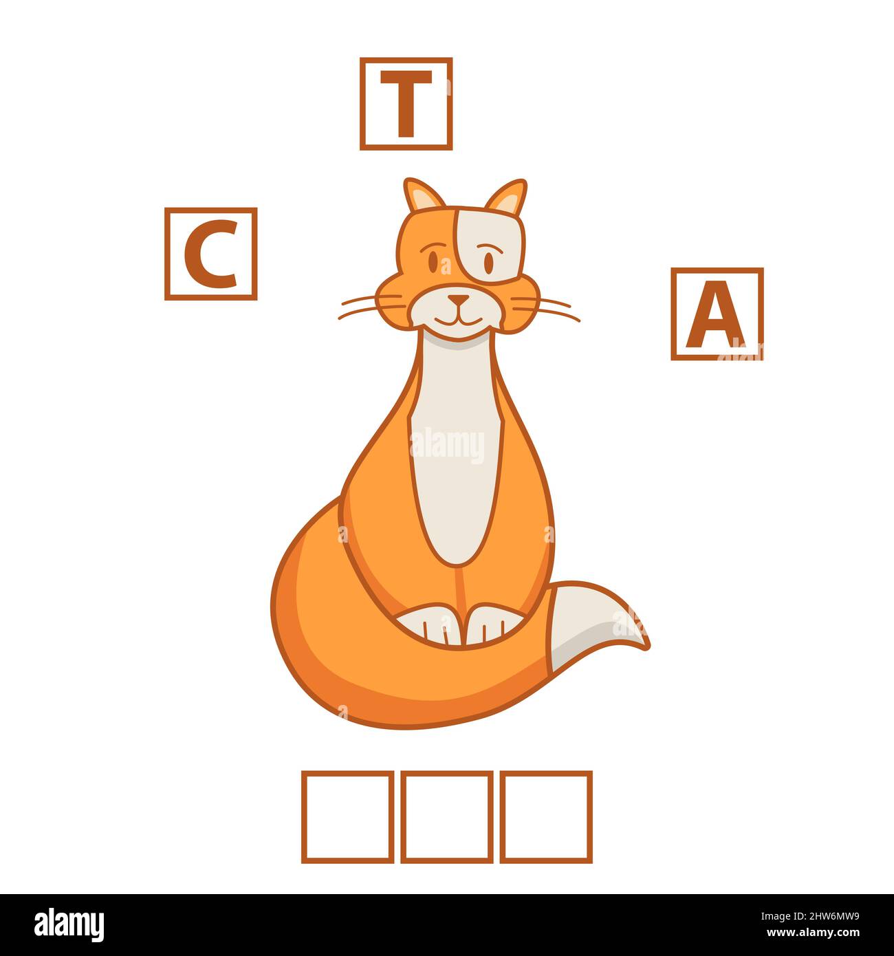 Game words puzzle cat.Education developing child.Riddle for preschool. Stock Vector