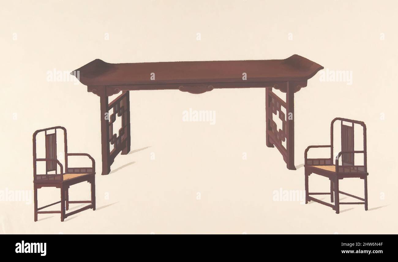 Art Inspired By Design For Export Furniture Ca 1800 Watercolor Over 