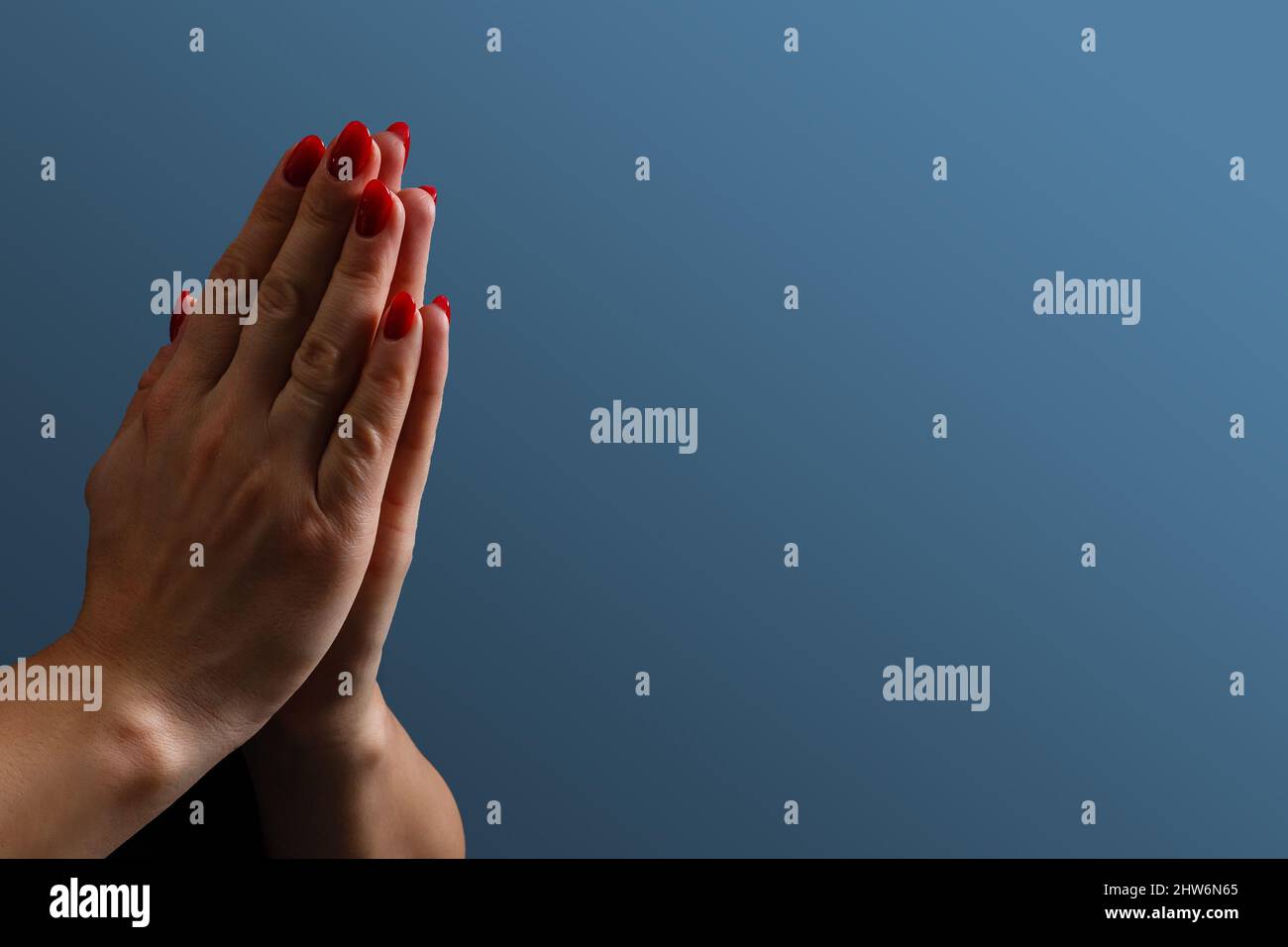 Praying hands with faith in religion and belief in God on blessing ...