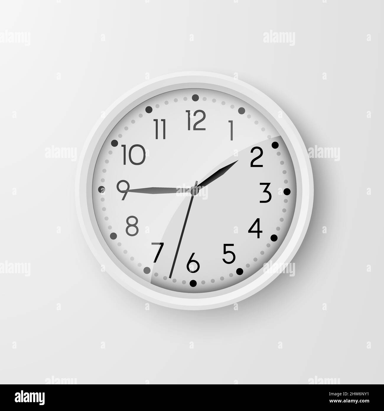 Wall clocks. Office black and white analog clock face. Vector circle