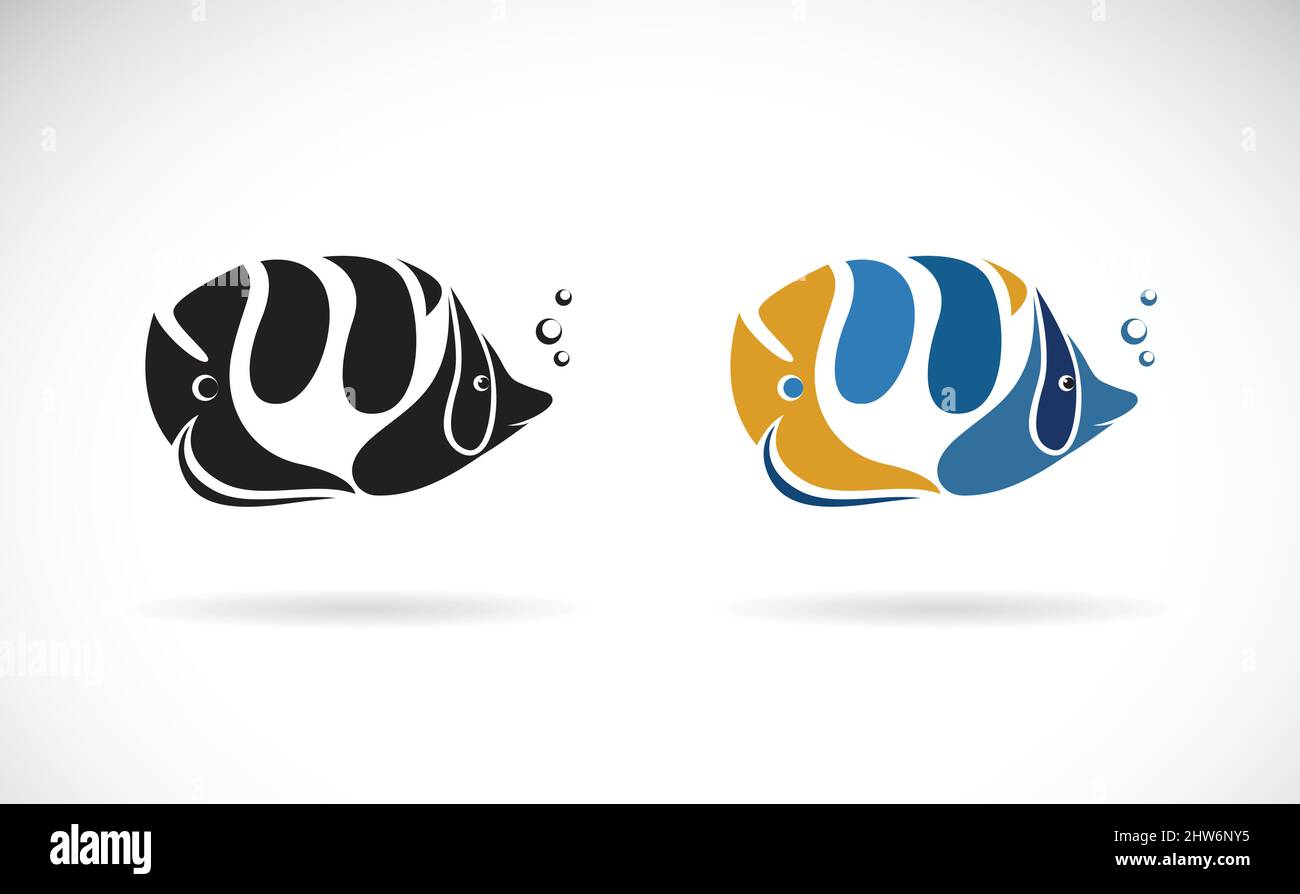 Vector of colorful sea fish on white background. Undersea animals.  Easy editable layered vector illustration. Stock Vector
