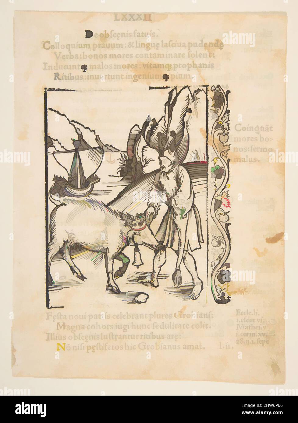 Art inspired by Illustration from Sebastian Brandt: Navis Stultifera, Basle, Bergmann van Olpe, 1497, n.d., Woodcut, Prints, Albrecht Dürer (German, Nuremberg 1471–1528 Nuremberg, Classic works modernized by Artotop with a splash of modernity. Shapes, color and value, eye-catching visual impact on art. Emotions through freedom of artworks in a contemporary way. A timeless message pursuing a wildly creative new direction. Artists turning to the digital medium and creating the Artotop NFT Stock Photo