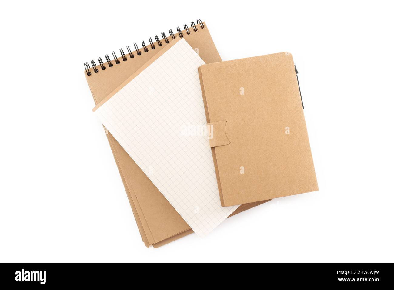 Blank notebooks isolated on white background, space for text Stock Photo