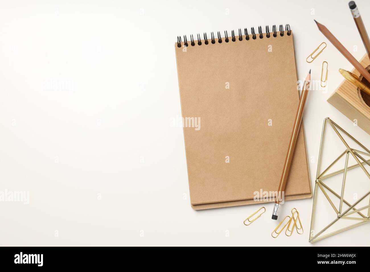 Concept of accessories for office or study, space for text Stock Photo