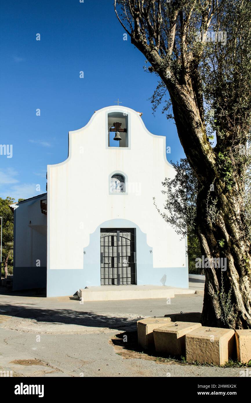 La Nucia, Alicante, Spain- November 28, 2021: San Vicente Ferrer chapel facade in el Cautivador Stock Photo