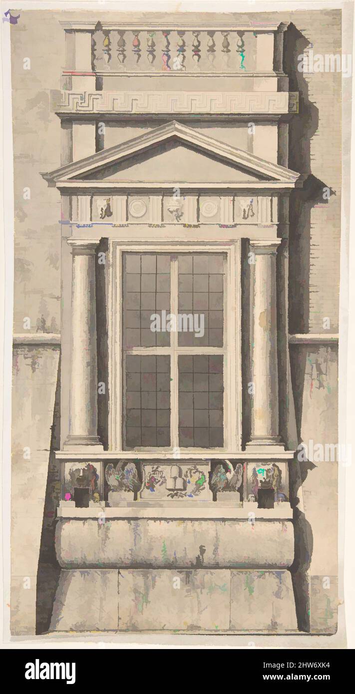 Art inspired by Window of Pope Julius III (del Monte), Palazzo Comunale, Bologna, 1800–1900, Ink and Wash, 12-1/2 x 6-5/8 in, Anonymous, Italian, 19th century, Classic works modernized by Artotop with a splash of modernity. Shapes, color and value, eye-catching visual impact on art. Emotions through freedom of artworks in a contemporary way. A timeless message pursuing a wildly creative new direction. Artists turning to the digital medium and creating the Artotop NFT Stock Photo
