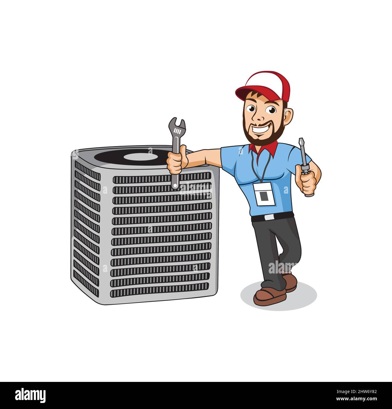 HVAC service cartoon character design illustration vector eps format