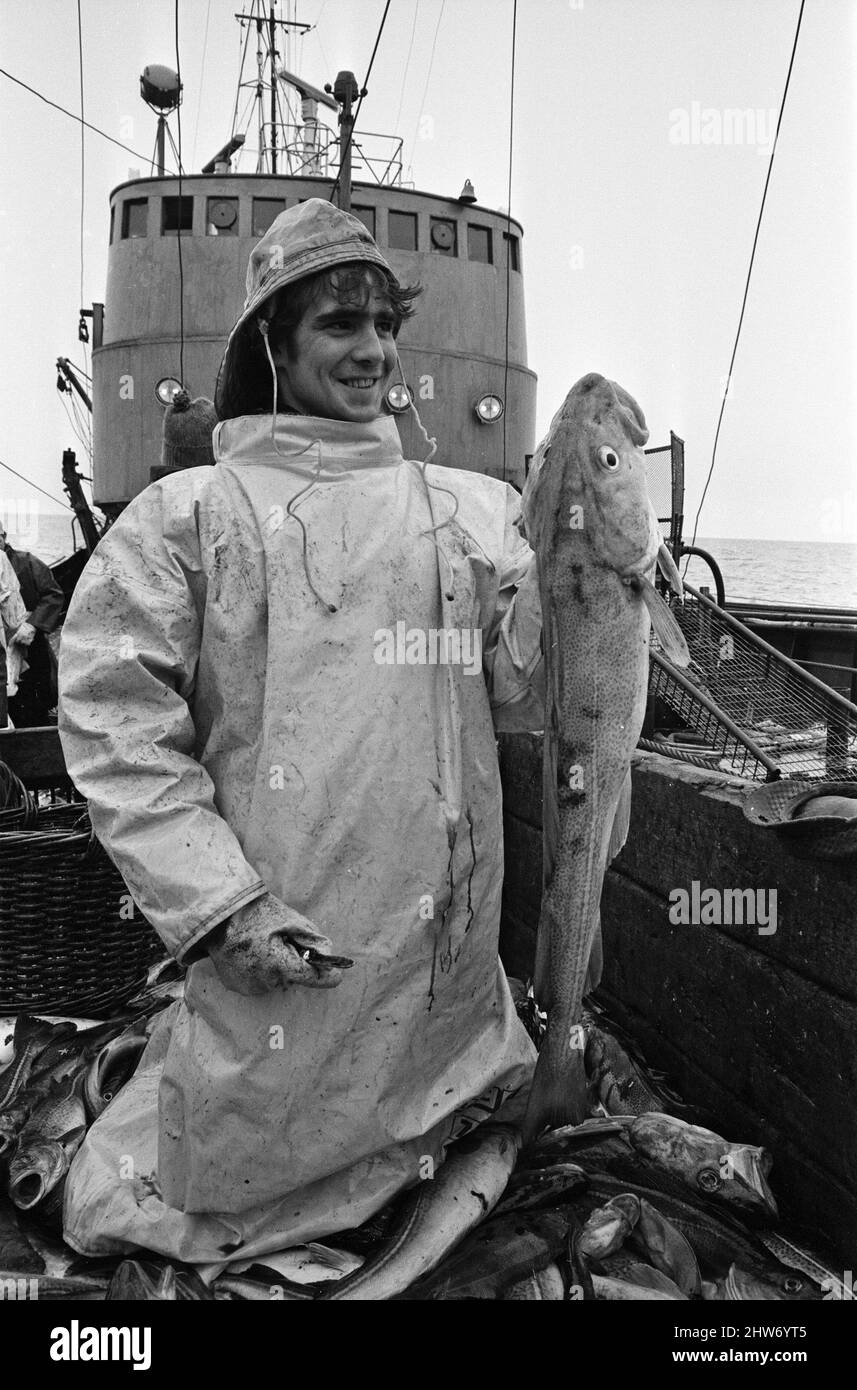 Scenes aboard Hull fishing trawler 'Ross Orion' on the fishing grounds off Greenland. 15th July 1967. Stock Photo