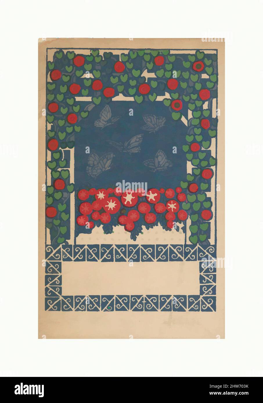 Art inspired by Butterflies (Schmatterlingen), 1907, Color lithograph, image: 4 13/16 x 3 1/8 in. (12.2 x 8 cm), Prints, Gustav Kalhammer (Austrian, Vienna 1886–1919/20 (?) Vienna, Classic works modernized by Artotop with a splash of modernity. Shapes, color and value, eye-catching visual impact on art. Emotions through freedom of artworks in a contemporary way. A timeless message pursuing a wildly creative new direction. Artists turning to the digital medium and creating the Artotop NFT Stock Photo