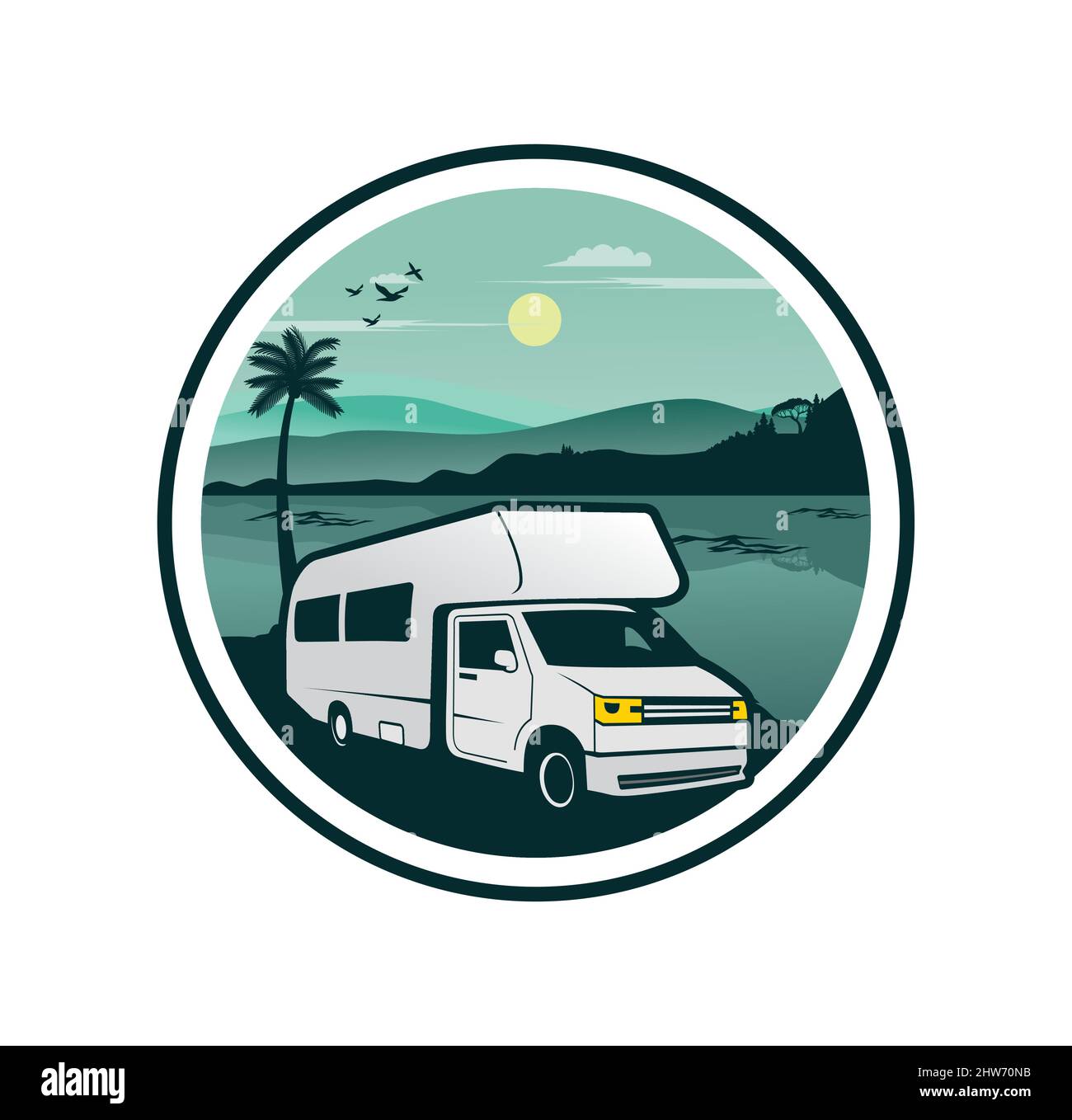 RV recreational vehicle storage logo design illustration vector eps