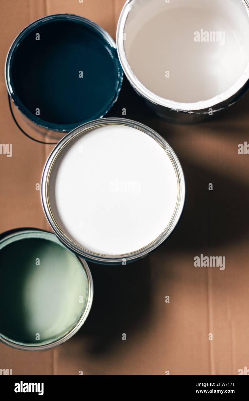 Wall paint cans Stock Photo Alamy