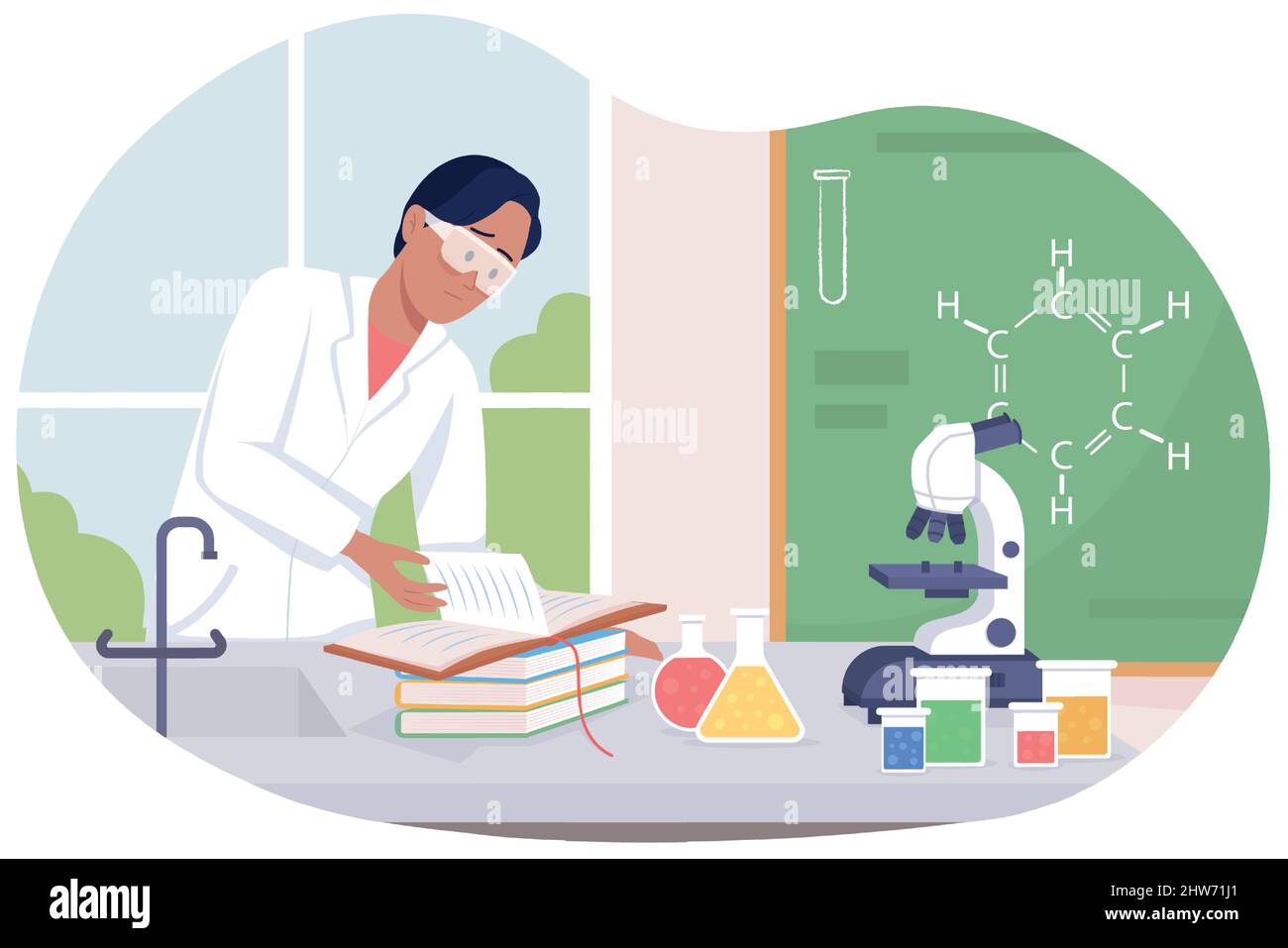 Male scientist 2D vector isolated illustration Stock Vector Image & Art ...