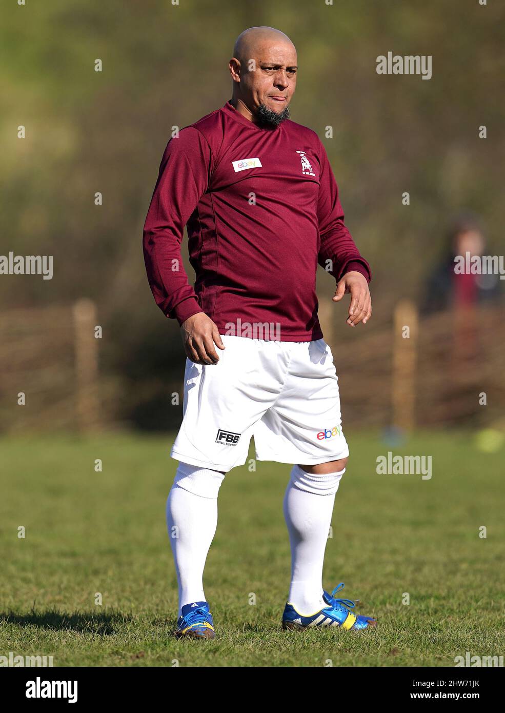 Roberto Carlos, playing for Bull In The Barne United, in action in the