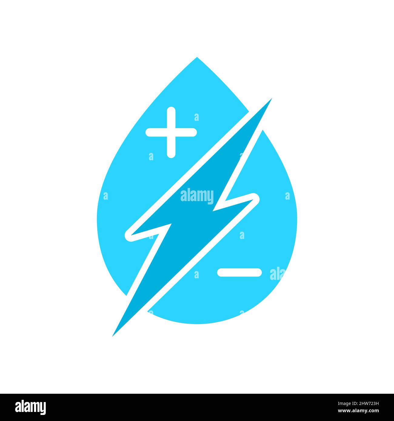 Electrolyte drink icon. Mineral water symbol. Beverages rich in electrolytes. Droplet with electric ions. Fluid and electrolyte balance. Vector Stock Vector