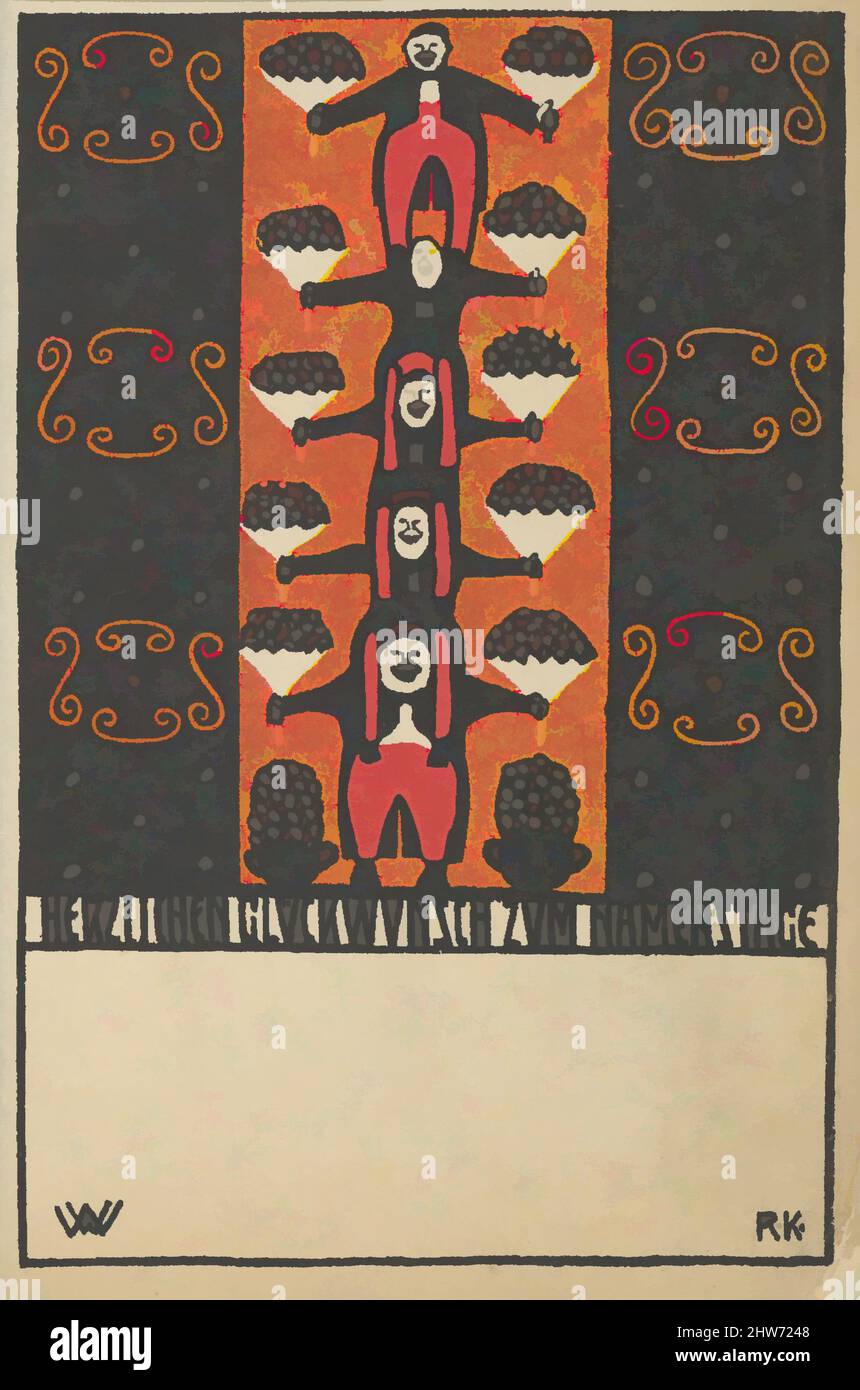 Art inspired by Congratulations on Your Name Day (Herzlichen Glückwunsch zum Namenstage), 1907, Color lithograph, sheet: 5 1/2 x 3 9/16 in. (14 x 9.1 cm), Prints, Rudolf Kalvach (Austrian, Vienna 1883–1932 Kosmanos, Classic works modernized by Artotop with a splash of modernity. Shapes, color and value, eye-catching visual impact on art. Emotions through freedom of artworks in a contemporary way. A timeless message pursuing a wildly creative new direction. Artists turning to the digital medium and creating the Artotop NFT Stock Photo