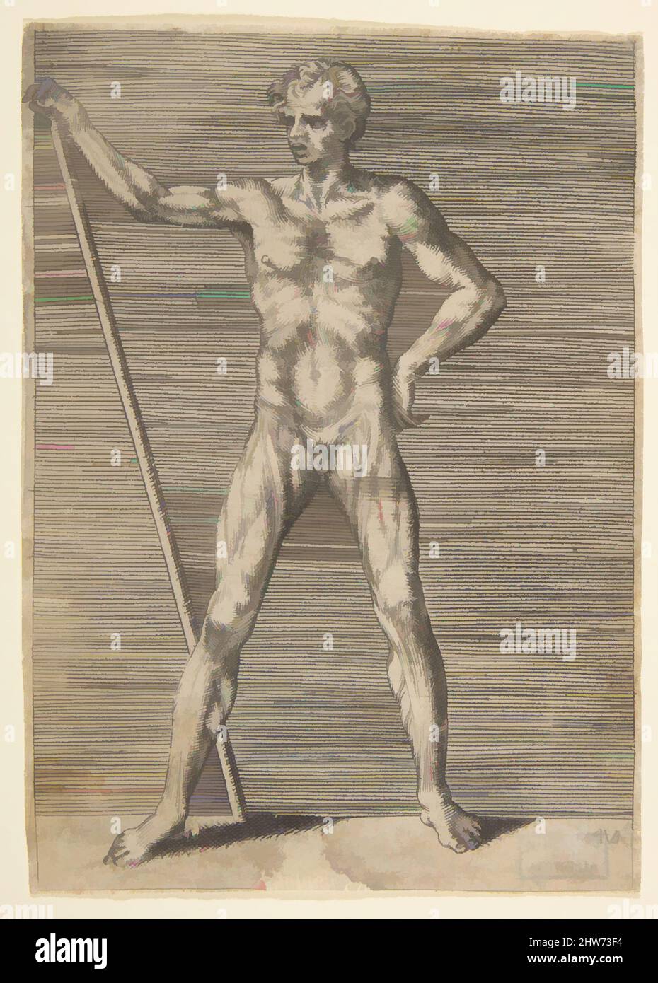 Art inspired by Flayed man seen from in front, holding a stick, ca ...