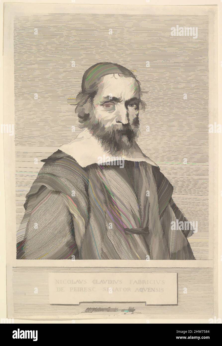 Art inspired by Nicolas-Claude Fabri de Peiresc, 1637, Engraving; second state of four (BN), sheet: 8 11/16 x 5 13/16 in. (22 x 14.7 cm), Prints, Claude Mellan (French, Abbeville 1598–1688 Paris, Classic works modernized by Artotop with a splash of modernity. Shapes, color and value, eye-catching visual impact on art. Emotions through freedom of artworks in a contemporary way. A timeless message pursuing a wildly creative new direction. Artists turning to the digital medium and creating the Artotop NFT Stock Photo