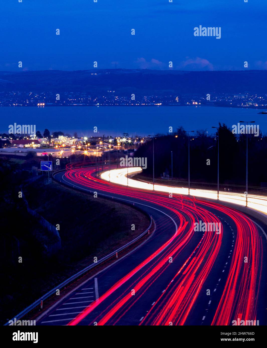 M2 Belfast from Glengormley, County Antrim, Nothern Ireland Stock Photo