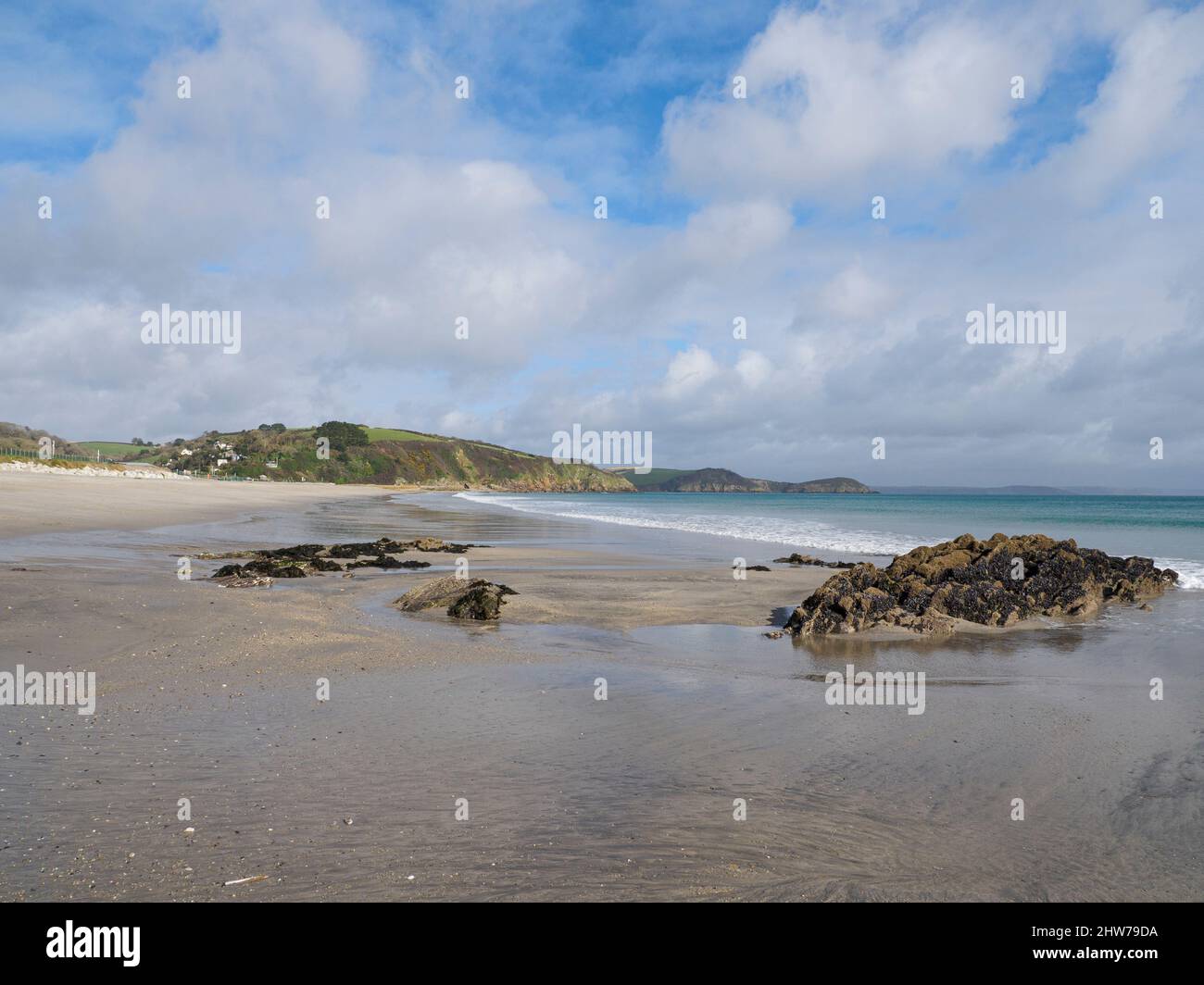 Pentewan Sands beach, A privately owned beach open to the public, Cornwall, UK Stock Photo