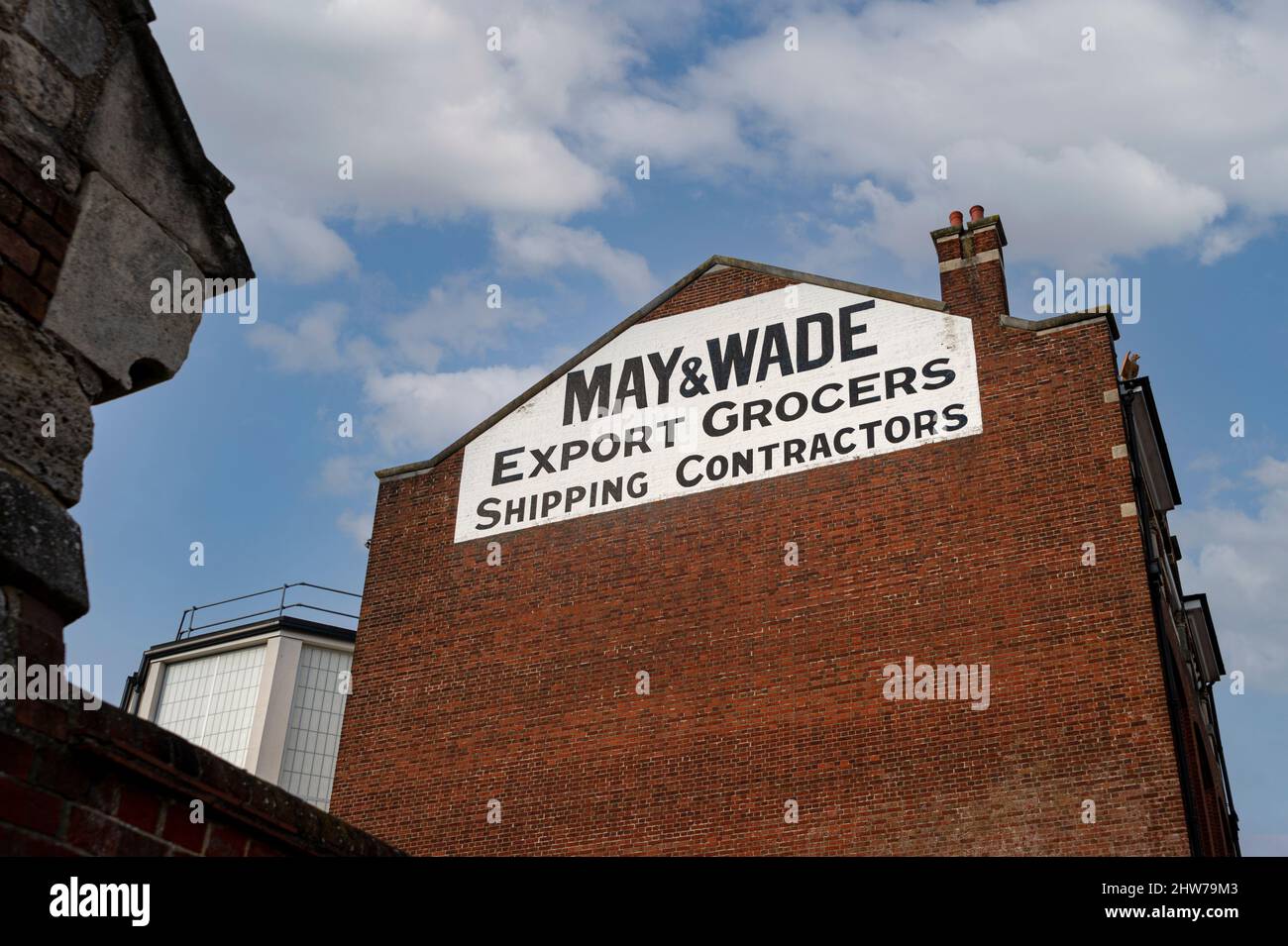 May & Wade Export Grocers Shipping Contractors building in the Old Town part of Southampton Stock Photo