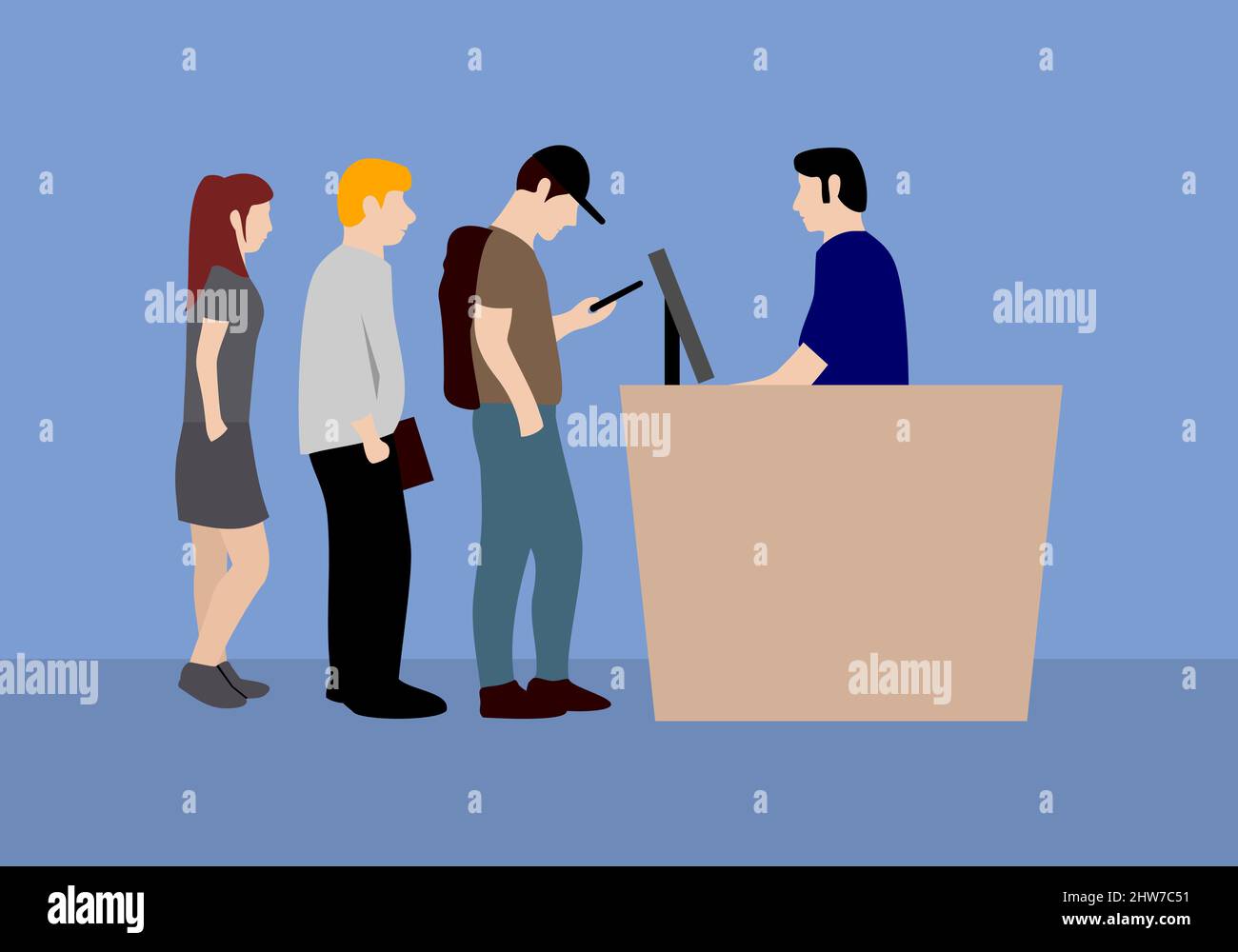 Queue character design illustration vector eps format , suitable for your design needs, logo, illustration, animation, etc. Stock Vector