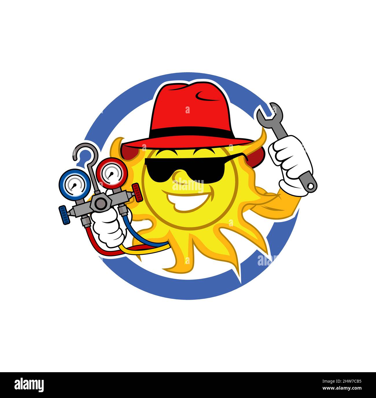 HVAC sun character logo cartoon design illustration vector eps format