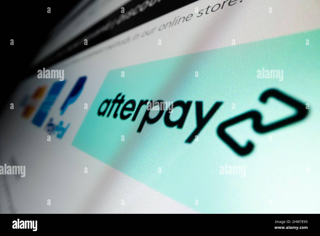 Melbourne, Australia - May 31, 2021: Motorized moving shot of Afterpay logo on its website Stock Photo