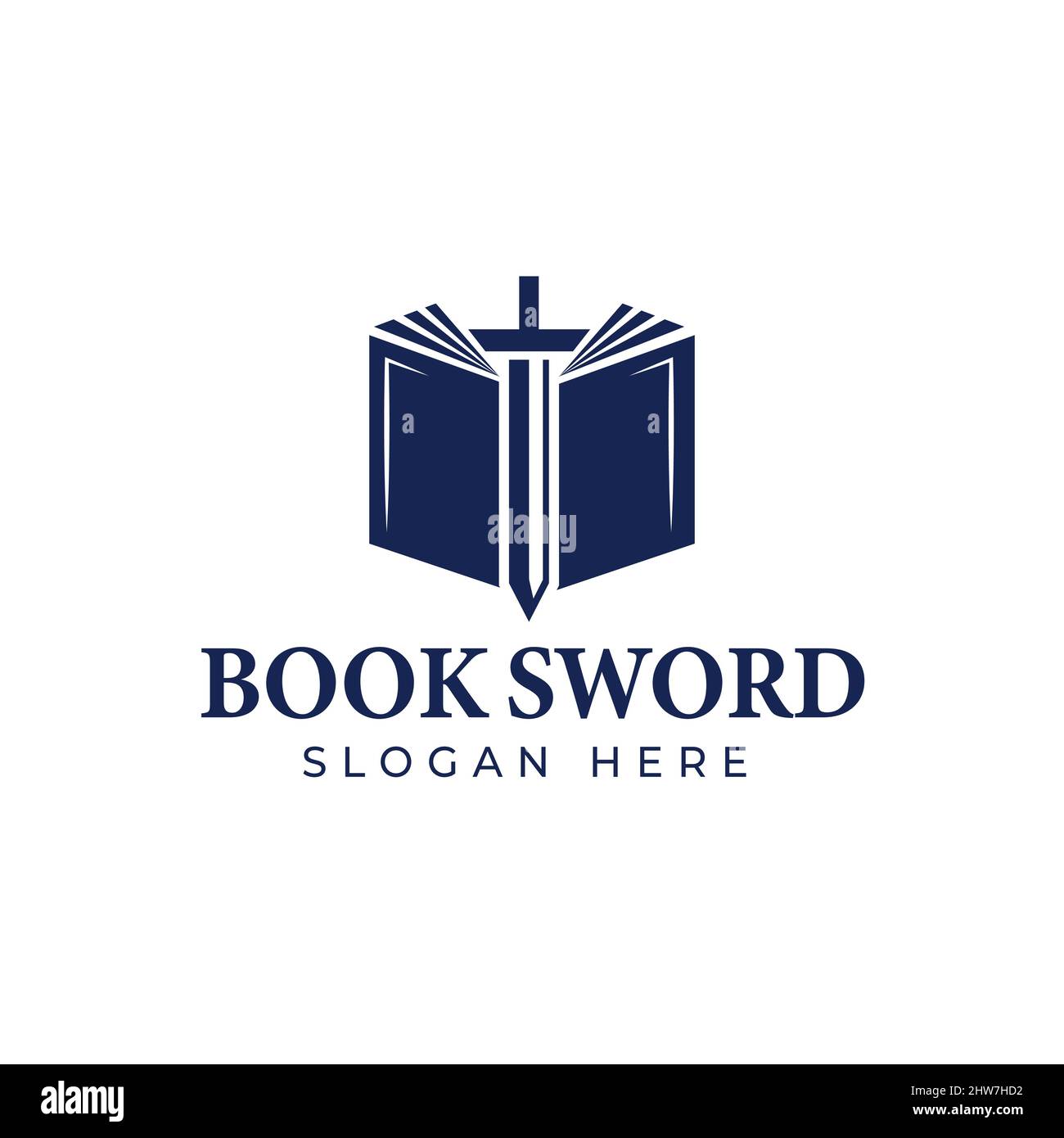 Educational book and sword design logo vector illustration Stock Vector