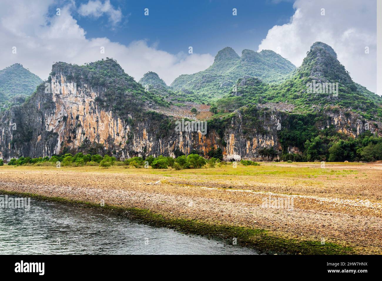 Li River Cruise, Guangxi Region, China.  Bat Hill. Stock Photo