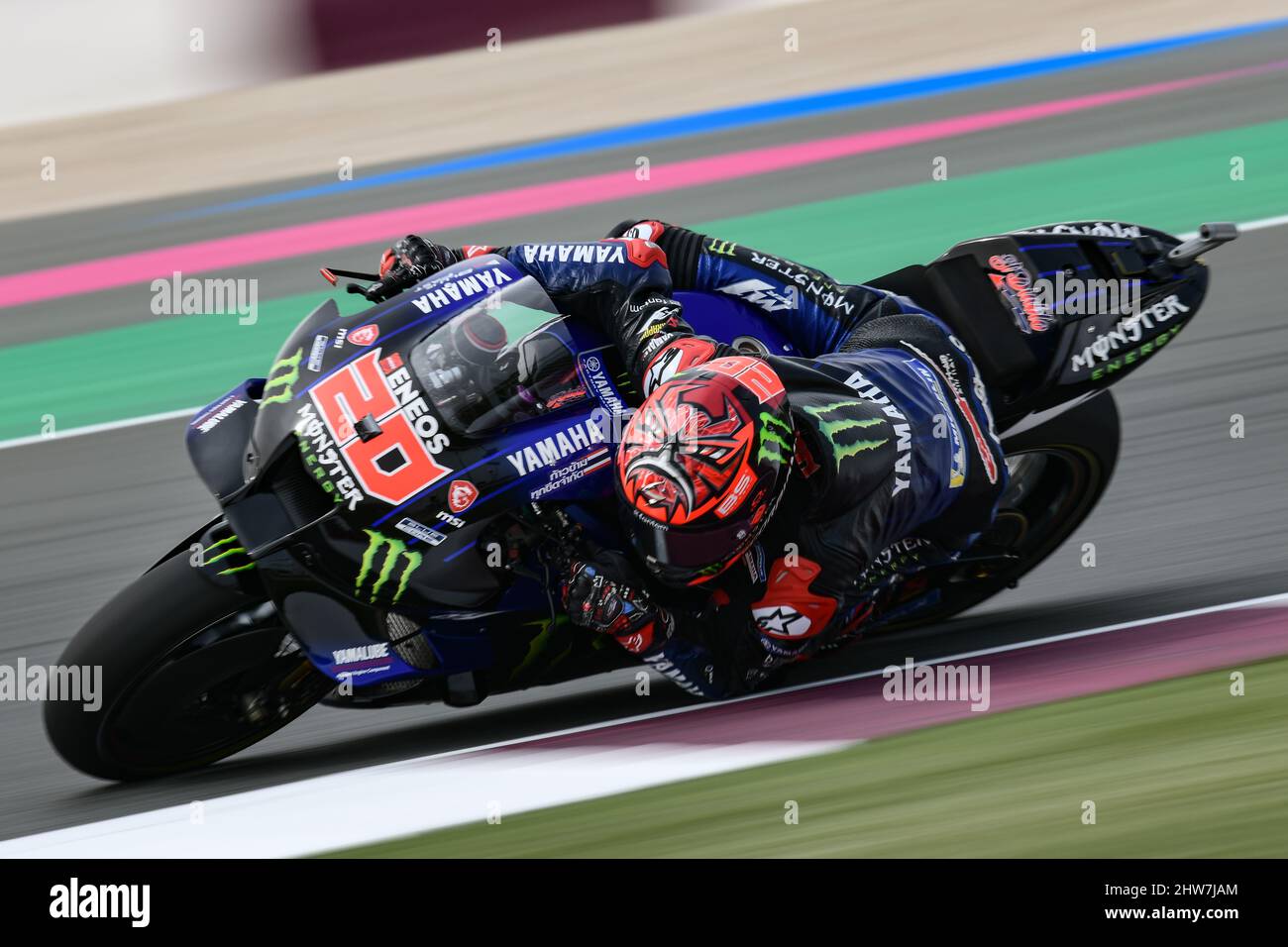 Fabio Quartararo of Monster Energy Yamaha MotoGP in action during Free Practice 1 at the Grand Prix of Qatar, Losail International Circuit on March 4th 2022 in Doha, Qatar