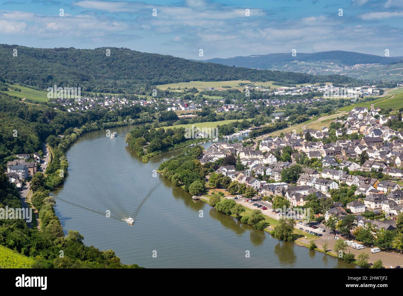 Bernkastel-Kues, Germany, and the Moselle River, Seen from Landshut Castle. Stock Photo