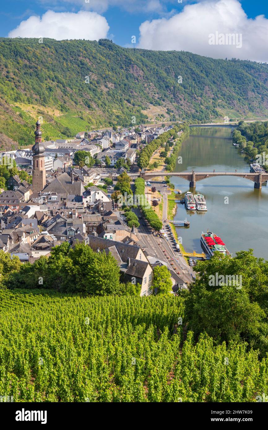 Cochem, Germany.  View of the Town and the Moselle from the Reichsburg Castle. Stock Photo