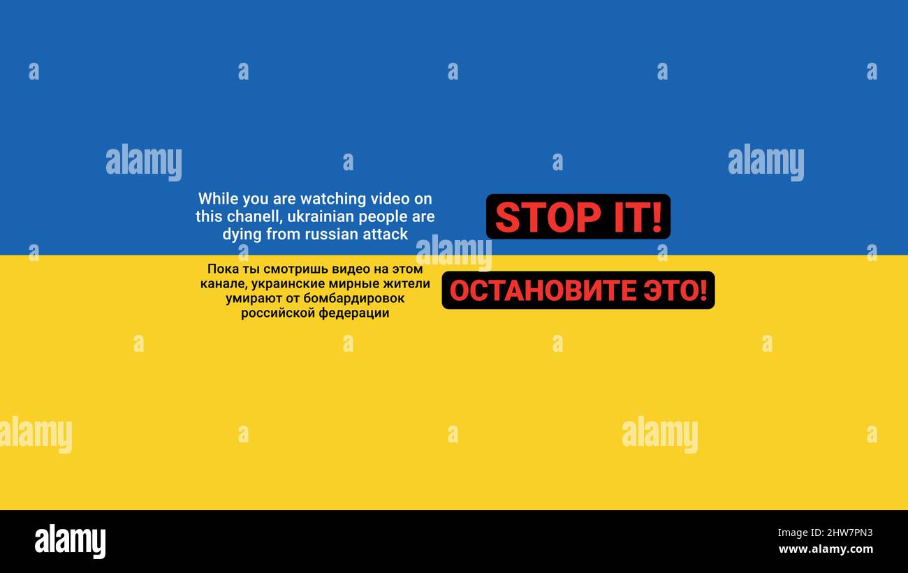 Banner for chanell Stop It. Watching video ukrainian people dying Stock