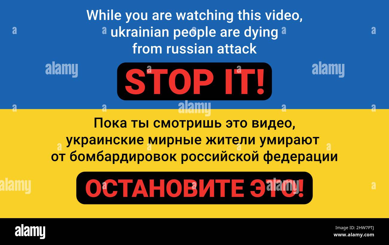 Banner for chanell Stop It. Watching video ukrainian people dying Stock