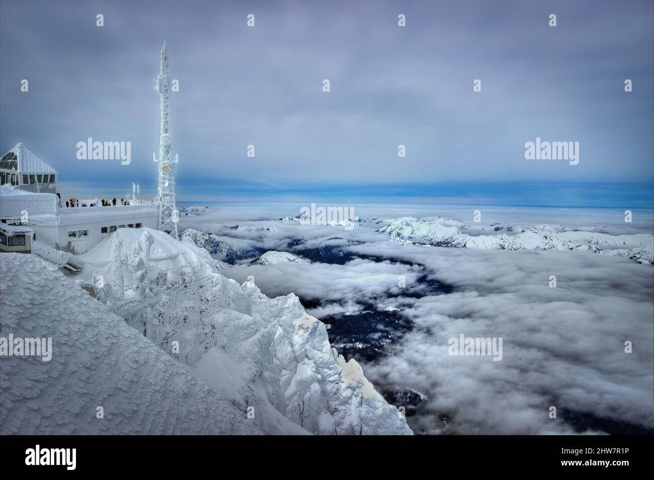 A view from the top of the Bavarian Alp at the Zugspitze near Garmisch-Partenkirchen, Germany. Stock Photo