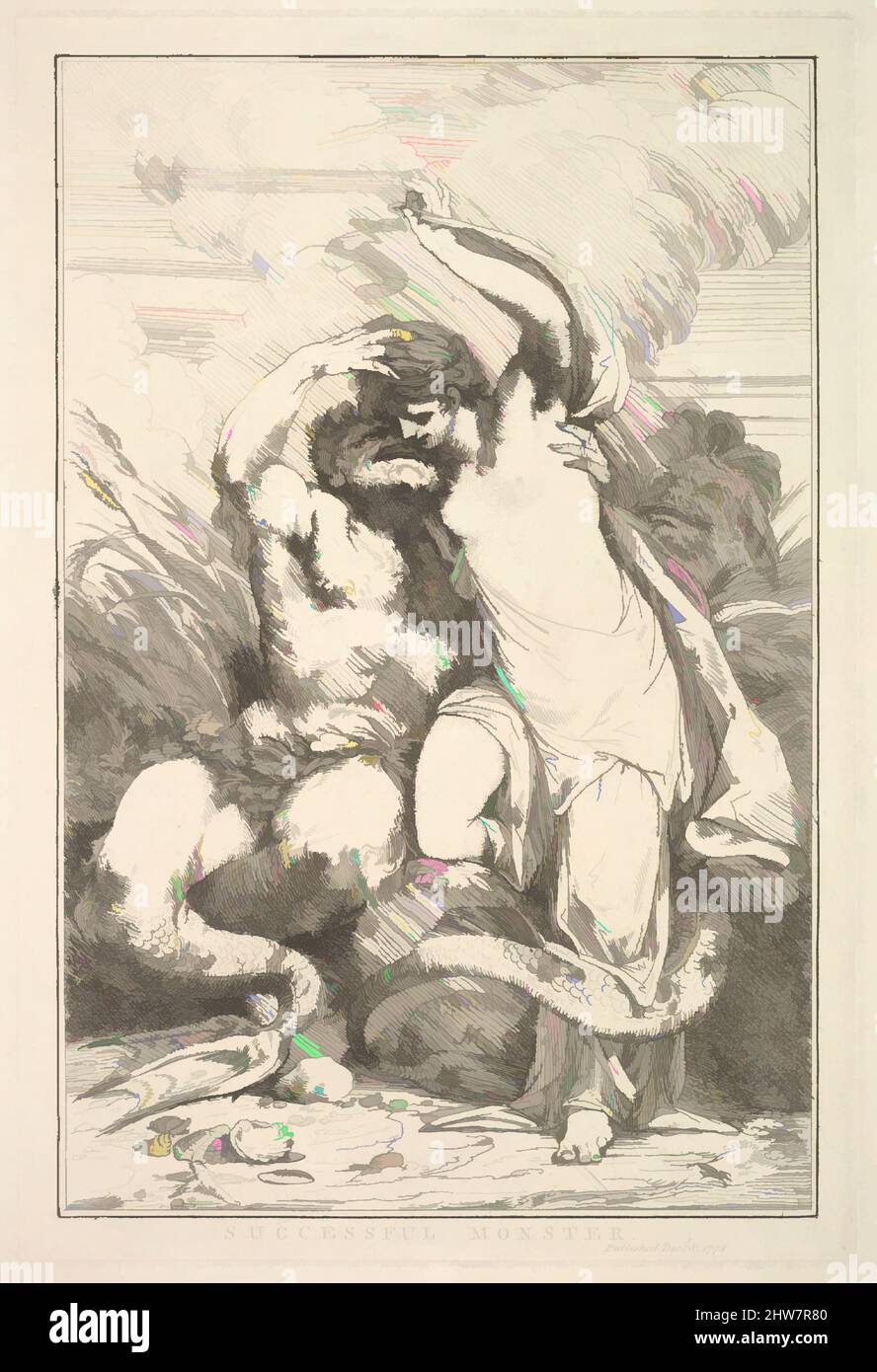 Art inspired by Successful Monster (from Fifteen Etchings Dedicated to Sir Joshua Reynolds), December 8, 1778, Etching, Plate: 11 5/8 x 7 7/8 in. (29.5 x 20 cm), Prints, Classic works modernized by Artotop with a splash of modernity. Shapes, color and value, eye-catching visual impact on art. Emotions through freedom of artworks in a contemporary way. A timeless message pursuing a wildly creative new direction. Artists turning to the digital medium and creating the Artotop NFT Stock Photo