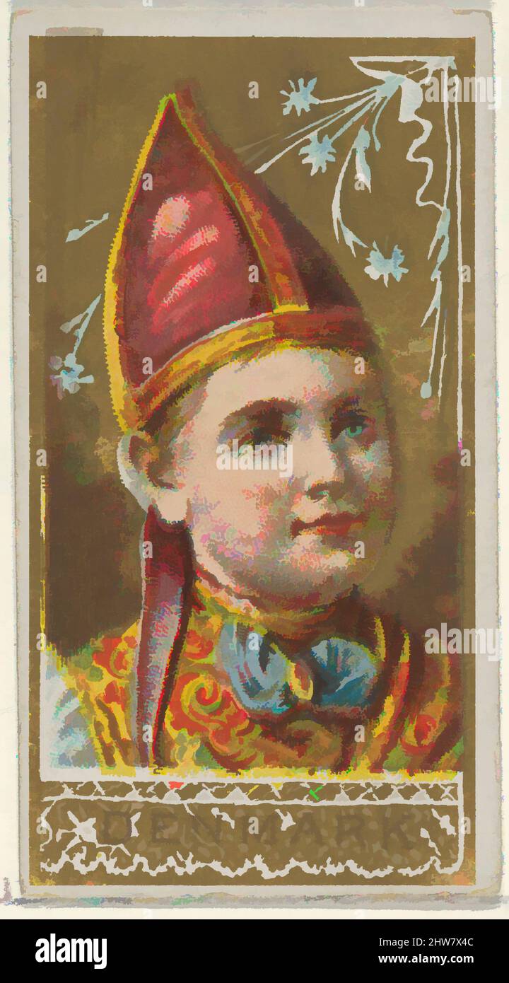Art inspired by Denmark, from the Types of All Nations series (N24) for Allen & Ginter Cigarettes, 1889, Commercial color lithograph, Sheet: 2 3/4 x 1 1/2 in. (7 x 3.8 cm), Trade cards from the 'Types of All Nations' series (N24), issued in 1889 in a set of 50 cards to promote Allen, Classic works modernized by Artotop with a splash of modernity. Shapes, color and value, eye-catching visual impact on art. Emotions through freedom of artworks in a contemporary way. A timeless message pursuing a wildly creative new direction. Artists turning to the digital medium and creating the Artotop NFT Stock Photo