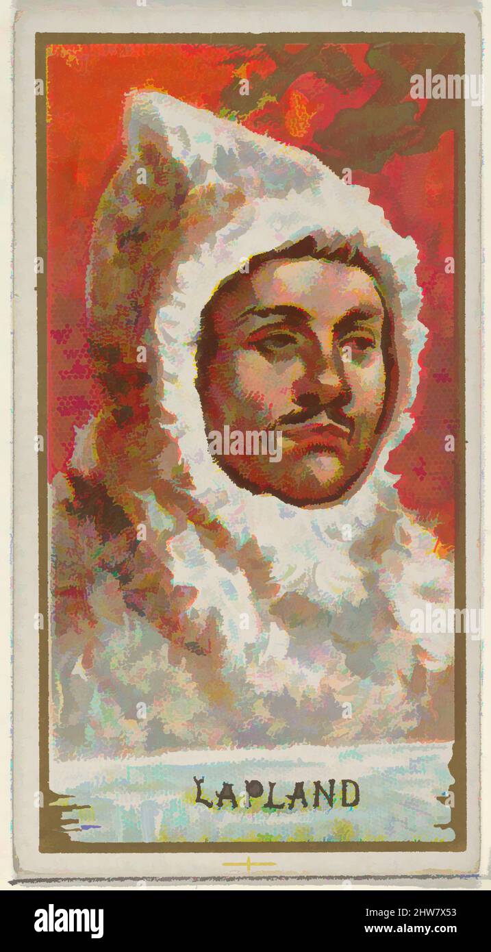 Art inspired by Lapland, from the Types of All Nations series (N24) for Allen & Ginter Cigarettes, 1889, Commercial color lithograph, Sheet: 2 3/4 x 1 1/2 in. (7 x 3.8 cm), Trade cards from the 'Types of All Nations' series (N24), issued in 1889 in a set of 50 cards to promote Allen, Classic works modernized by Artotop with a splash of modernity. Shapes, color and value, eye-catching visual impact on art. Emotions through freedom of artworks in a contemporary way. A timeless message pursuing a wildly creative new direction. Artists turning to the digital medium and creating the Artotop NFT Stock Photo