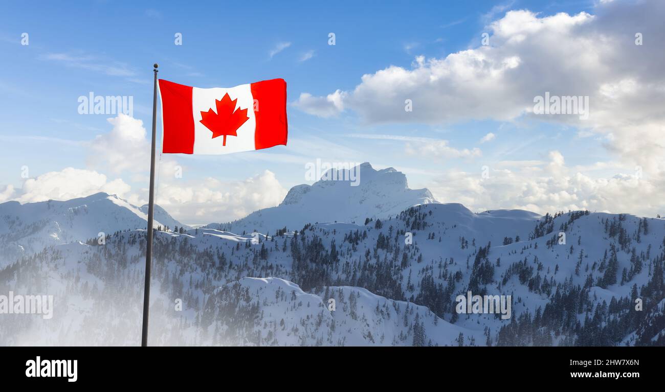 Canadian flag mountain top hi-res stock photography and images - Alamy