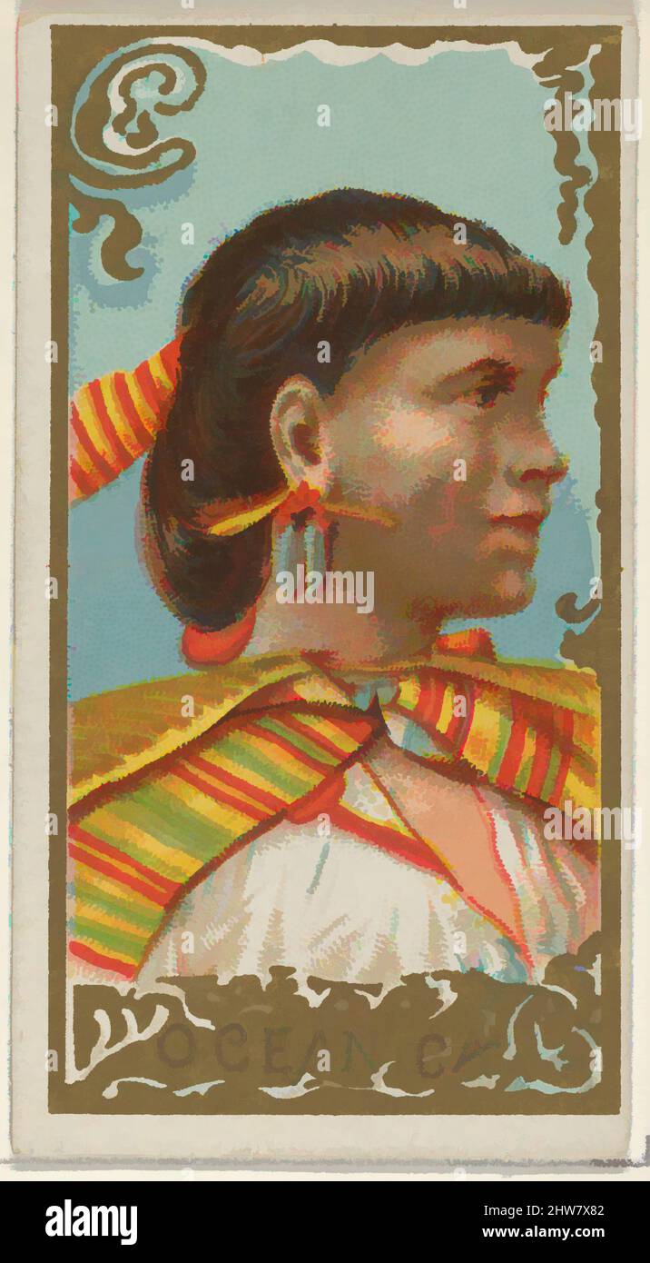 Art inspired by Oceanica, from the Types of All Nations series (N24) for Allen & Ginter Cigarettes, 1889, Commercial color lithograph, Sheet: 2 3/4 x 1 1/2 in. (7 x 3.8 cm), Trade cards from the 'Types of All Nations' series (N24), issued in 1889 in a set of 50 cards to promote Allen, Classic works modernized by Artotop with a splash of modernity. Shapes, color and value, eye-catching visual impact on art. Emotions through freedom of artworks in a contemporary way. A timeless message pursuing a wildly creative new direction. Artists turning to the digital medium and creating the Artotop NFT Stock Photo